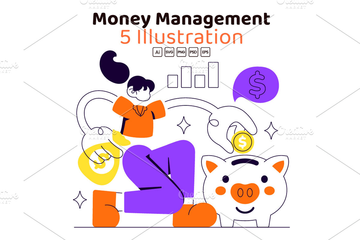 5 Money Management Illustration, a Finance Illustration by denayunebgt (Photo 1 of 3)