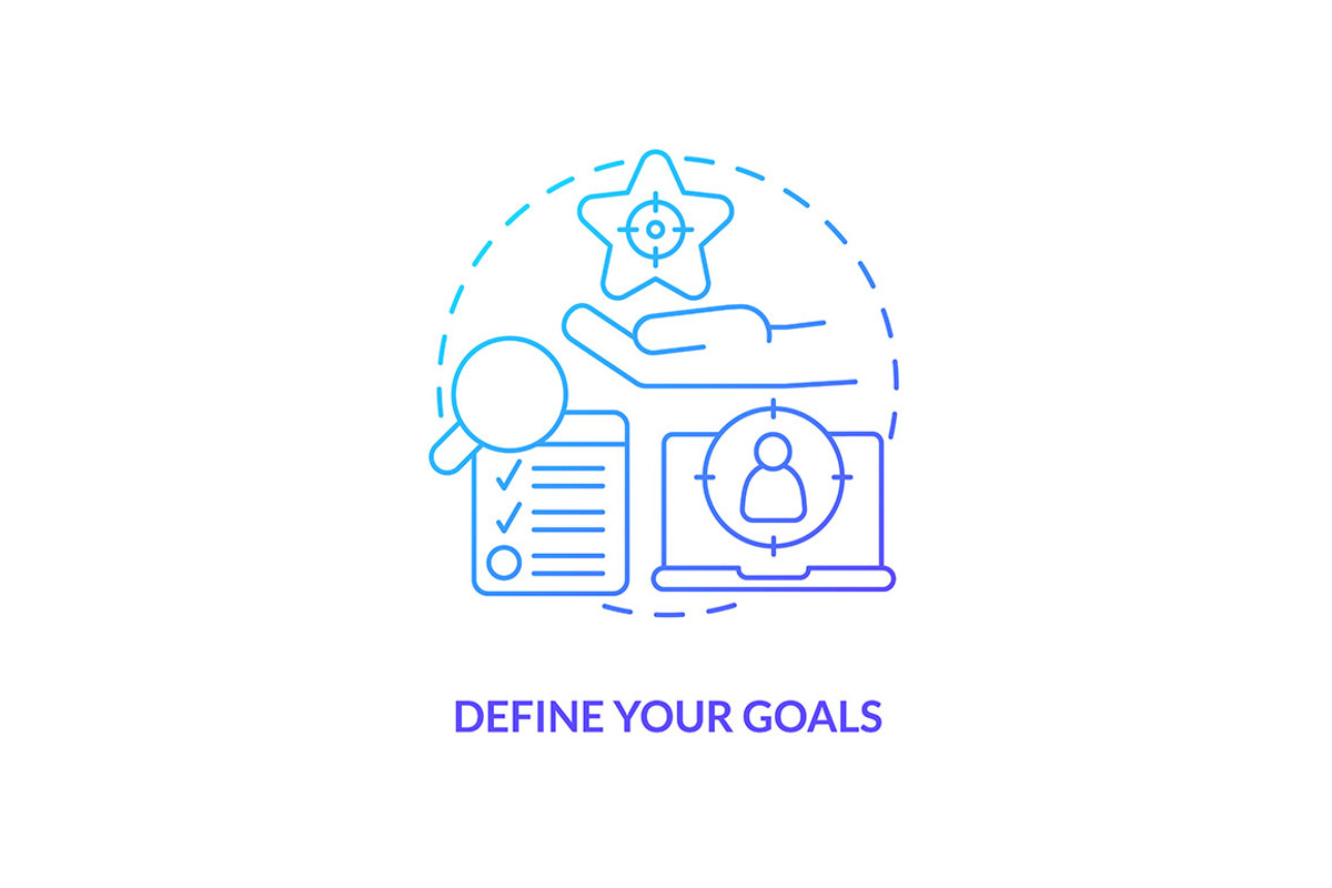 Define your goals blue gradient, an Icon by IMG Visuals