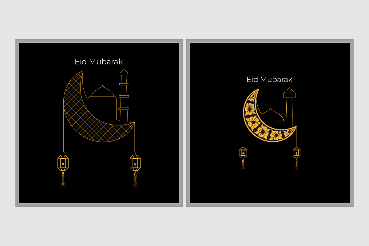 Eid Mubarak Greeting Card, a Decorative Illustration by Lakhan1998 (Photo 5 of 5)