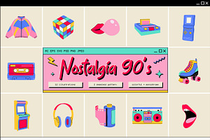 90's Nostalgic drawn illustrations