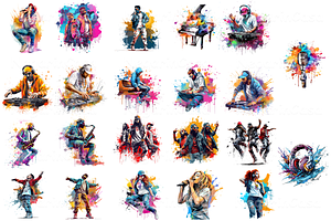 Graphical Funky Singers Clipart