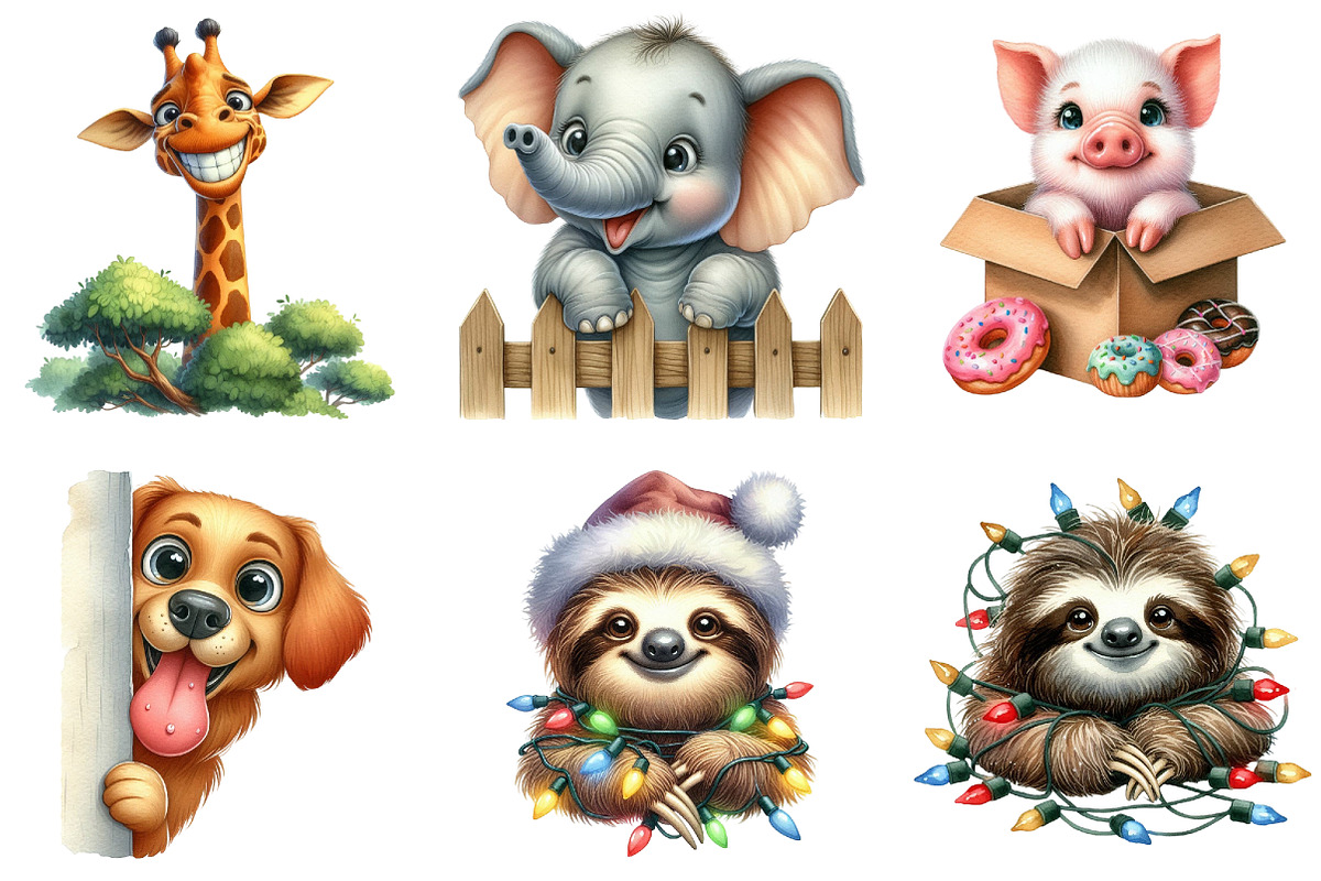 Funny Smiling Animal Peeking Around, an Illustration by DreamArtGraphic (Photo 2 of 4)