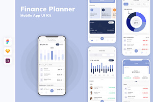 Finance Planner Mobile App UI Kit, an UI Kit Template by uicube