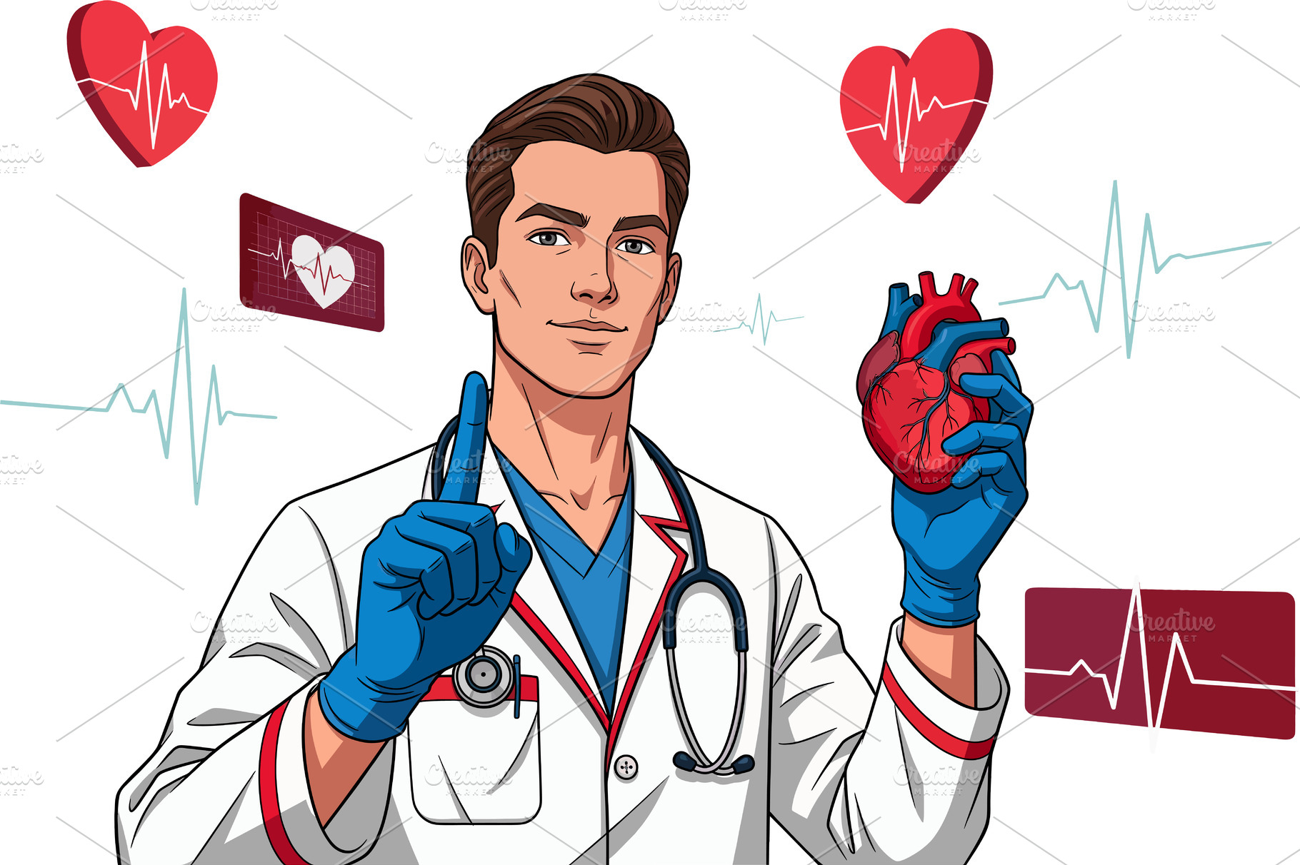 Cardiologist Holding a heart, a Health & Medical Photo by angellodeco