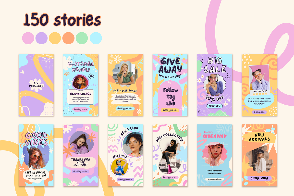 150 Pastel IG Story Canva Template, a Templates & Theme by TemplateCastleStore (Photo 3 of 10)