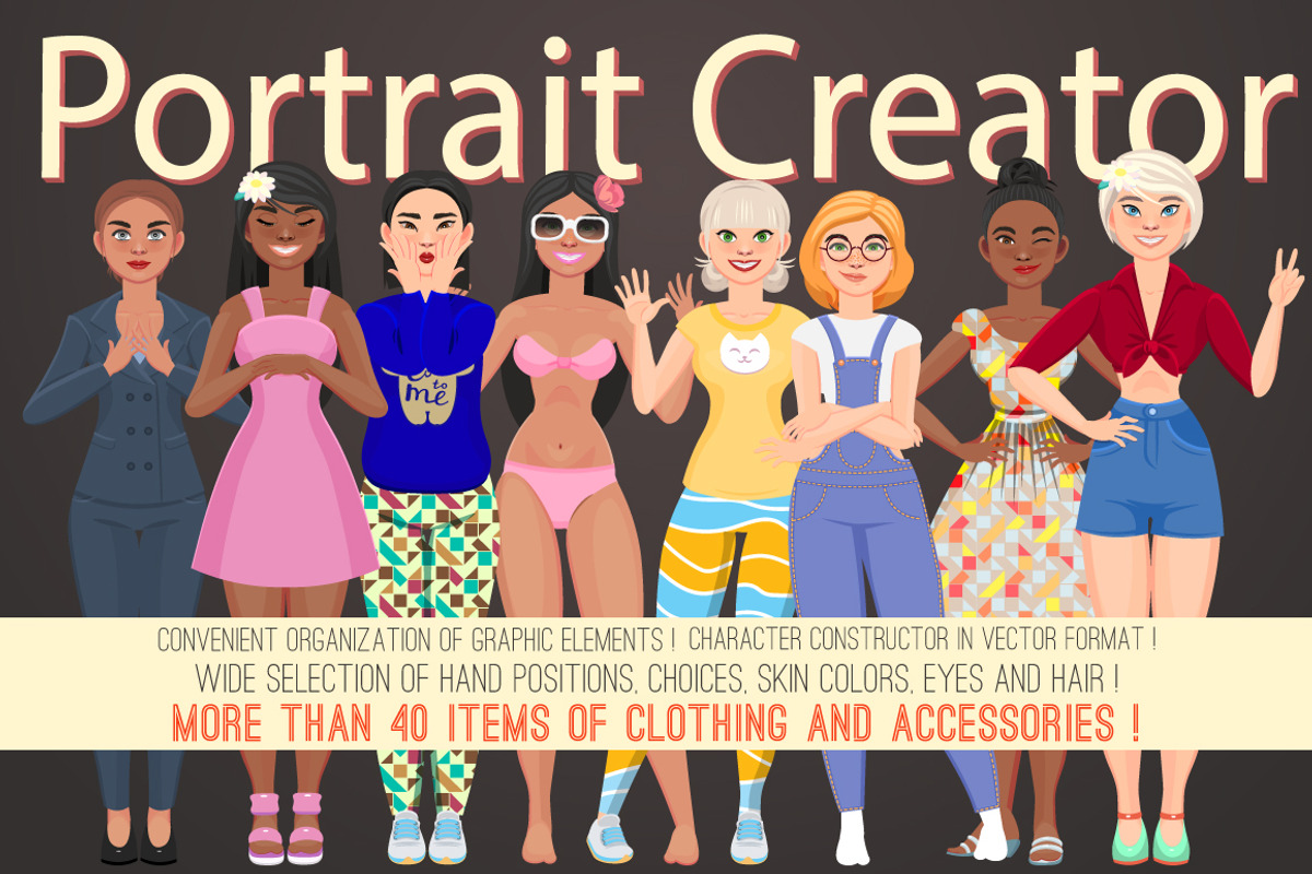 vector Character portrait creator, a Person Illustration by Mandarinkas art (Photo 1 of 8)