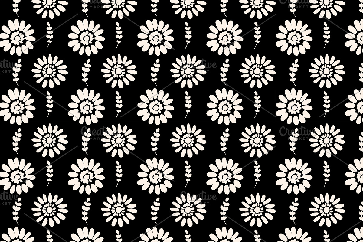 Black&White Floral Seamless Patterns, a Pattern Graphic by Lyolya Profitrolya (Photo 6 of 7)