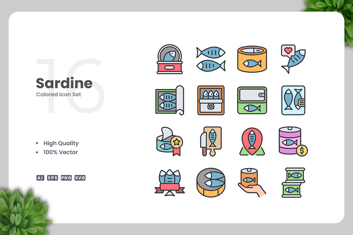 Sardine Colored Icons, an Icon by Upnowgraphic