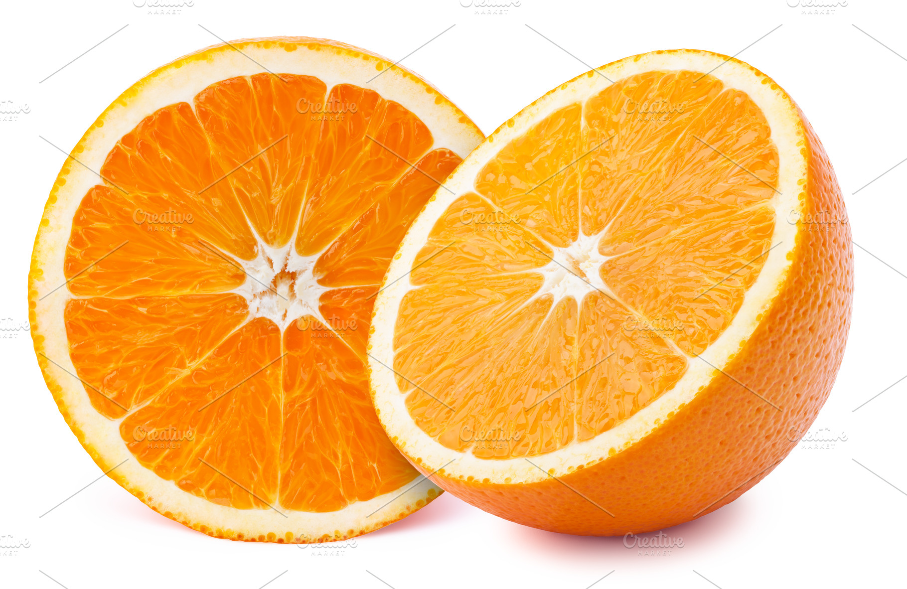 Halfs of orange isolated stock photo containing orange and 2, a Food & Drink Photo by vmenshov