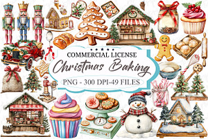 Watercolor Christmas Baking Clipart, an Illustration by designcity5