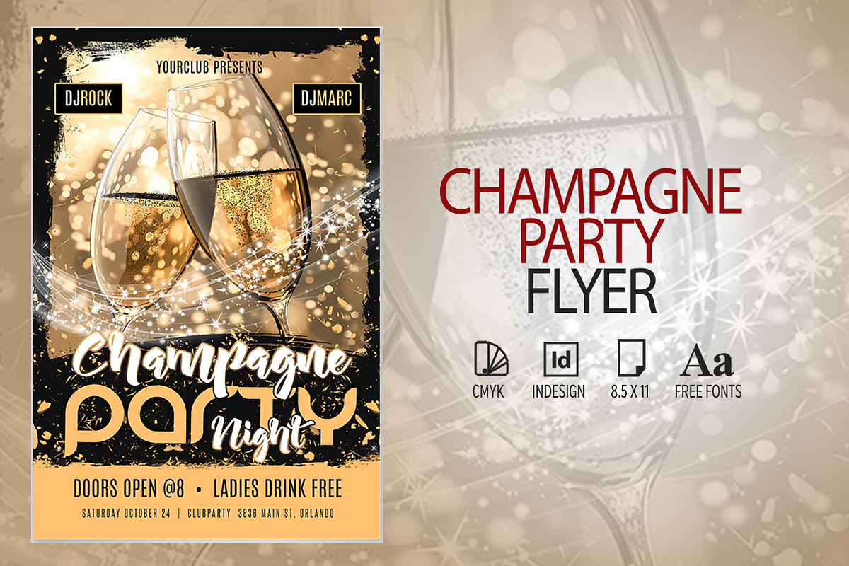Champagne Party Flyer, a Flyer Template by potterDesigns (Photo 1 of 2)