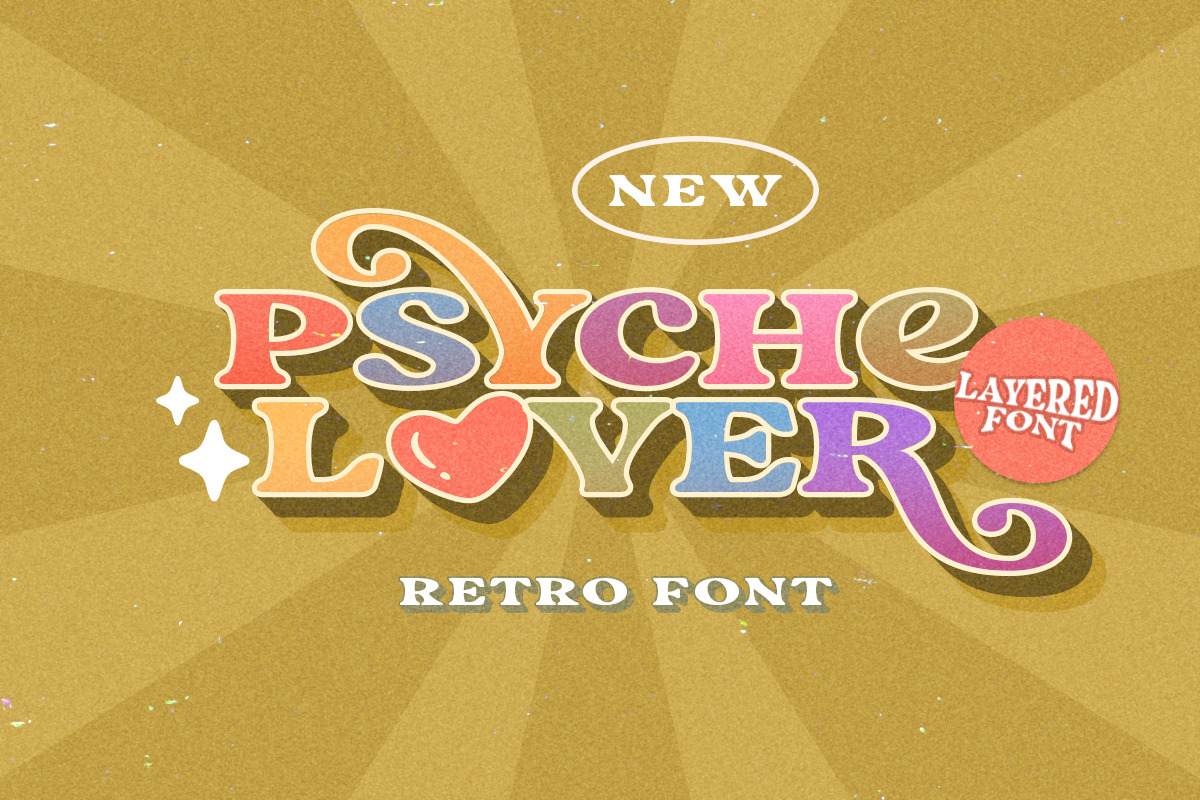 Psyche Lover - Layered Retro Font, a Serif Font by Sarid Ezra (Photo 10 of 10)