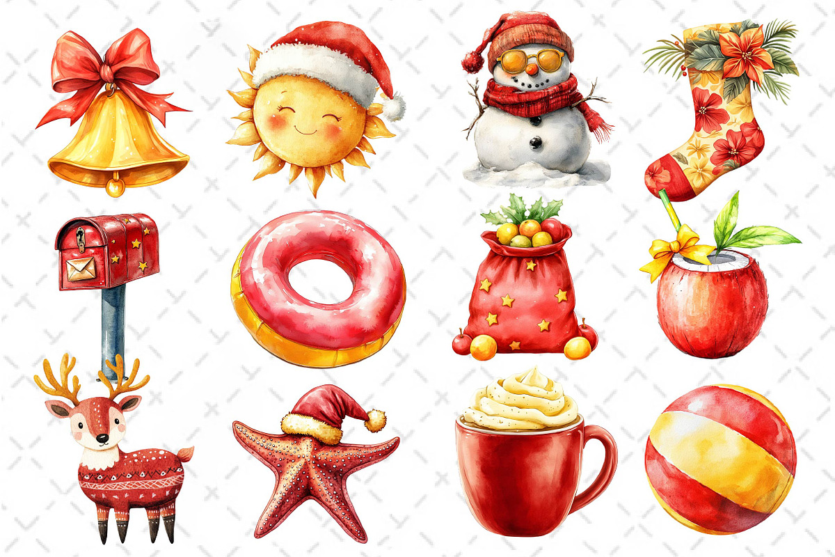 Watercolor Christmas in July Clipart, an Illustration by Dream Creation (Photo 4 of 4)