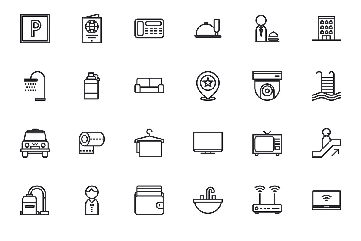 Hotel Services Icons, an Outline Icon by Middltone (Photo 4 of 4)