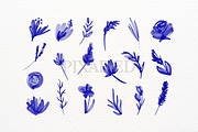 Blue Inky Watercolour Flowers, an Illustration by Pixafied (Thumbnail 2 of 3)