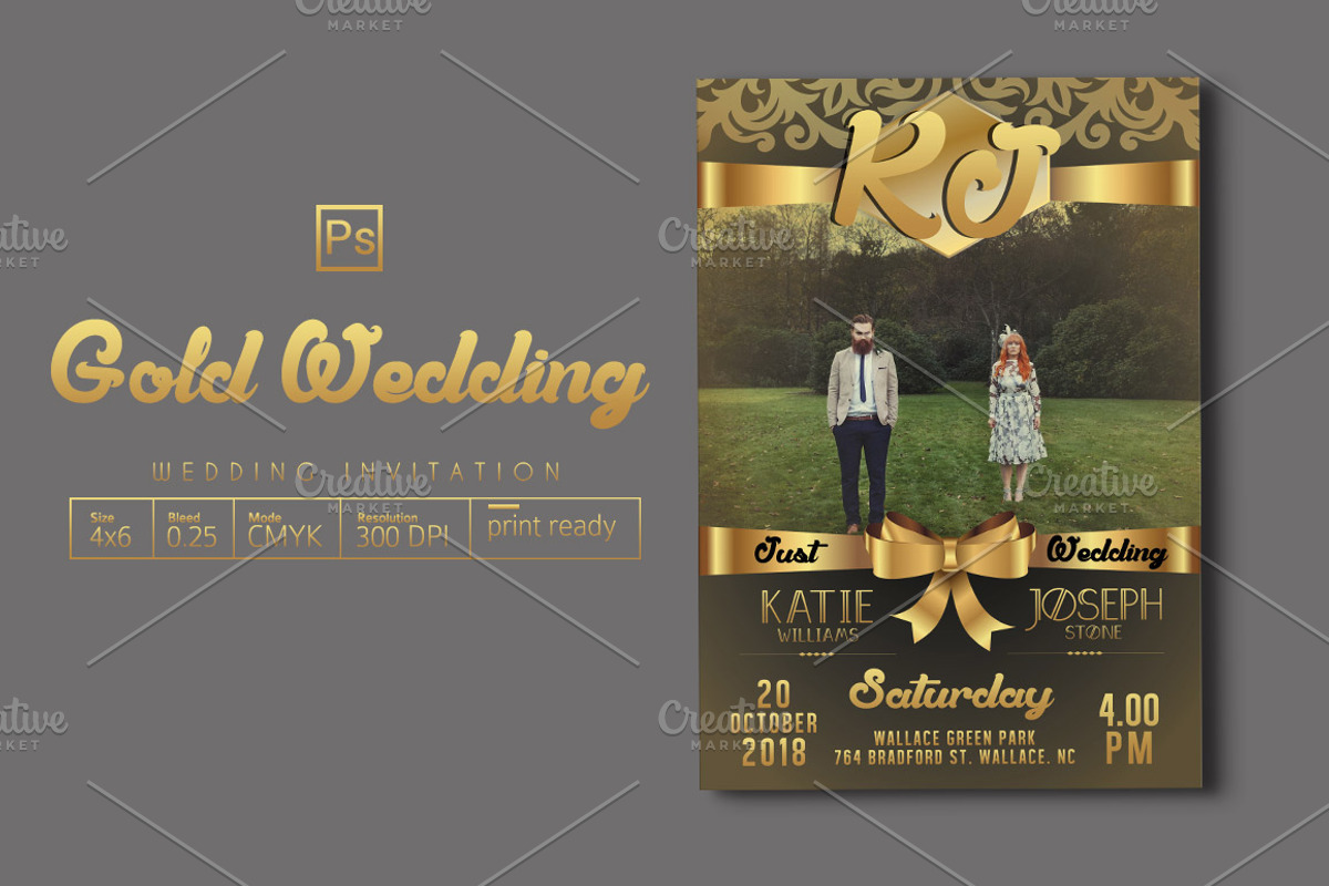 Gold Wedding Invitation, an Invitation Template by Tiaga (Photo 1 of 4)