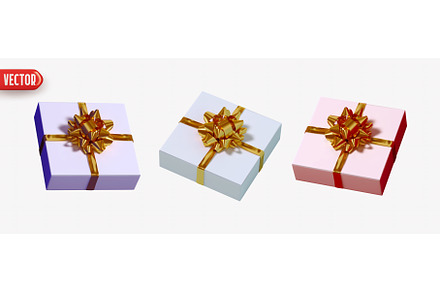 Set of three realistic 3d gift box