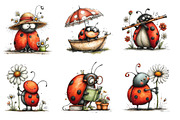 Whimsical Spring Ladybug Clipart, an Illustration by Dream Creation (Thumbnail 5 of 5)