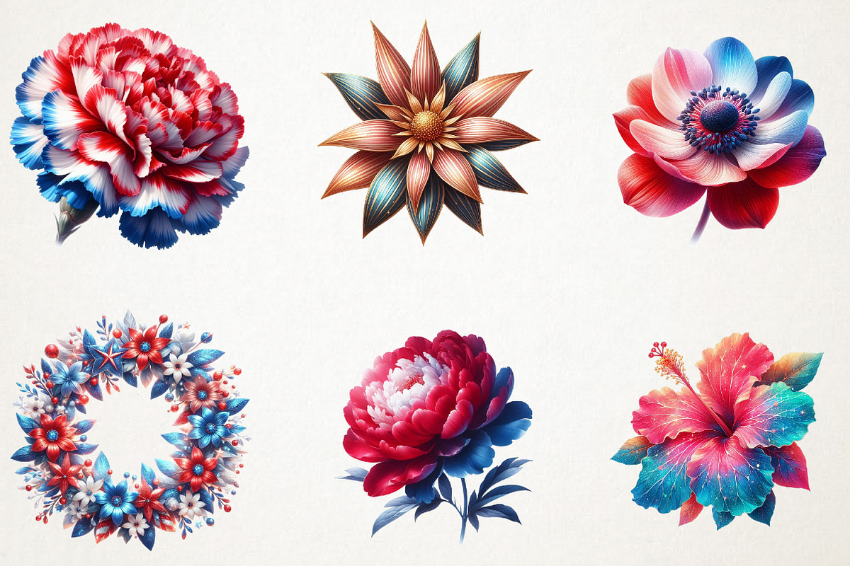 4th of July Flower Clipart, a Seasonal Illustration by RobertsArt (Photo 6 of 7)