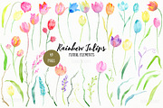Watercolor Design Kit Rainbow Tulips, a Card Template by Corner Croft (Thumbnail 2 of 6)