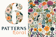 Summer Floral Seamless Patterns, a Pattern Graphic by Ninterints (Thumbnail 1 of 14)