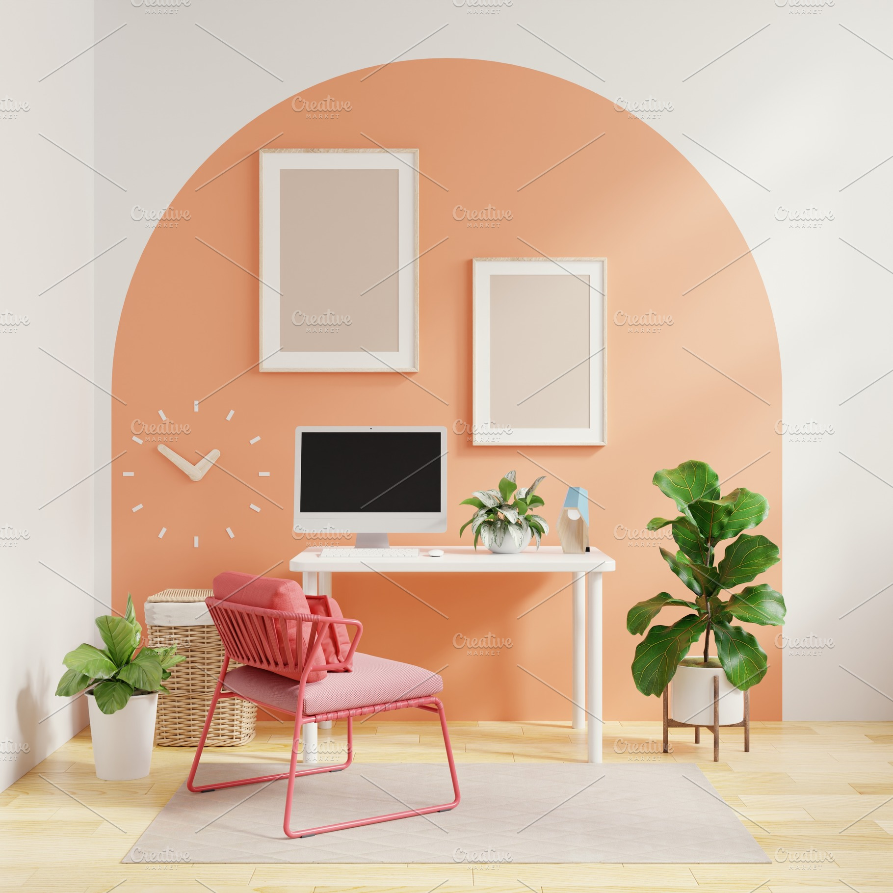 Mockup poster frame in office room, an Architecture Photo by vanitjan