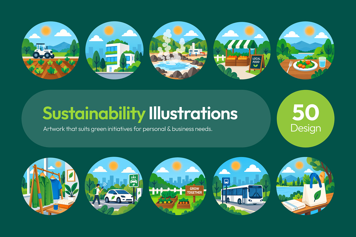 50 Sustainability Illustrations, an Education Illustration by Vectors Market (Photo 1 of 9)