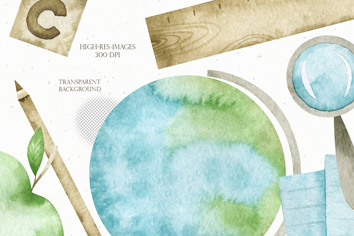Watercolor School set, an Object Graphic by OrangePeafowlArt (Photo 3 of 15)