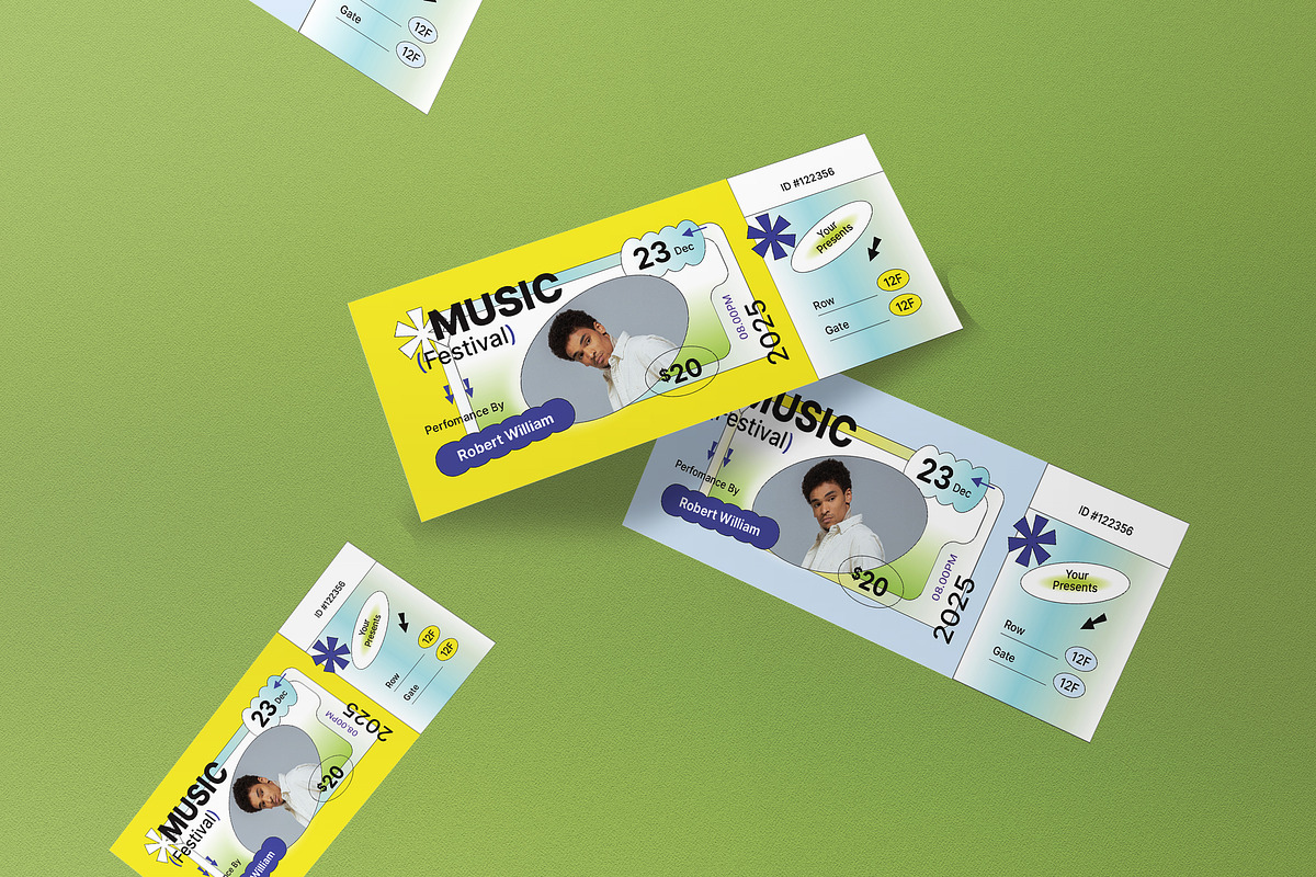 Y2K Music Festival Ticket, a Card Template by graphicook (Photo 3 of 3)
