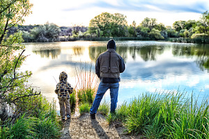 Father and son fishing stock photo containing father and son