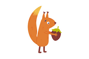 Adorable squirrel holding hazelnut, an Animal Illustration by TopVectors