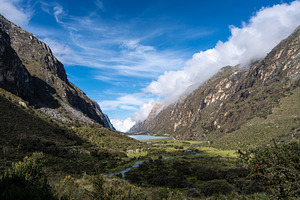 Scenic valley landscape along the Laguna 69 trek in Huaraz, Peru, a Nature Photo by GoodGoods