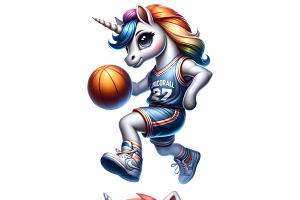 Unicorn Basketball Player PNG Set