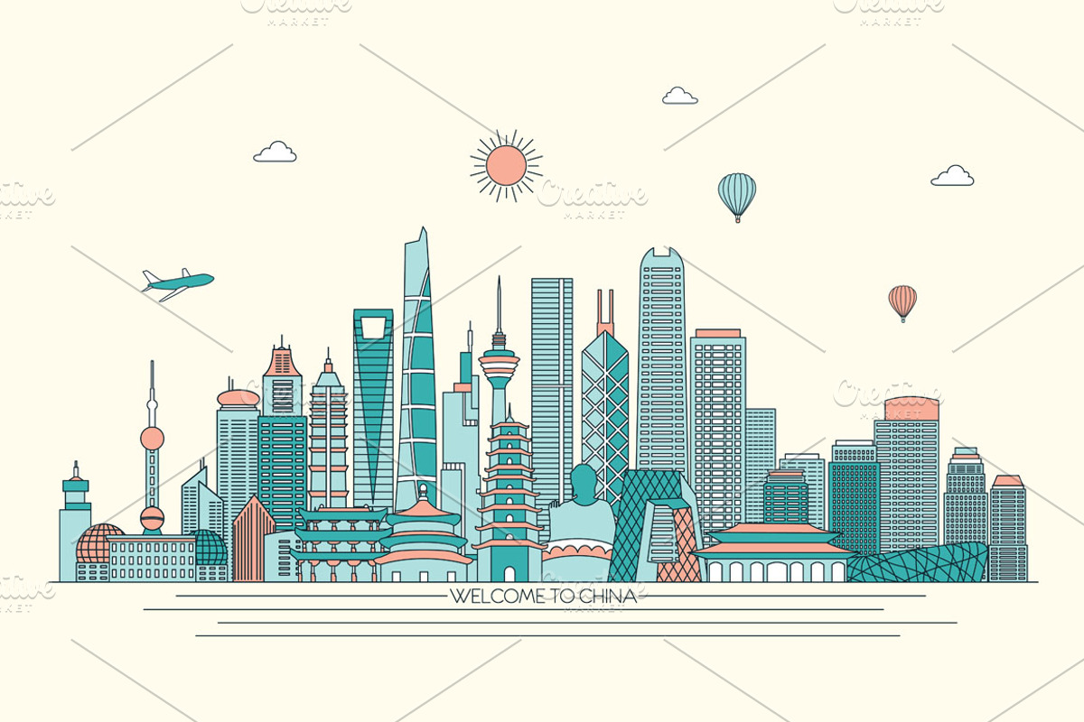 China line art skyline, an Illustration by LisaKolbasa (Photo 3 of 3)