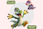Funny Dinosaur Clipart PNG Bundle, a Graphic by M9 Design (Thumbnail 8 of 9)