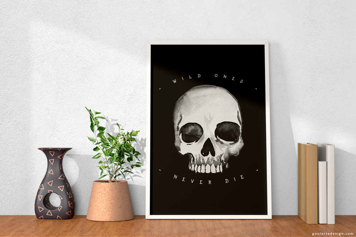 Watercolor skull | Rock and Roll, an Illustration by Goularte Design (Photo 2 of 7)