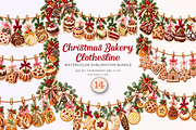 Christmas Bakery Clothesline Clipart, a Seasonal Illustration by Ink Gallery (Thumbnail 1 of 11)