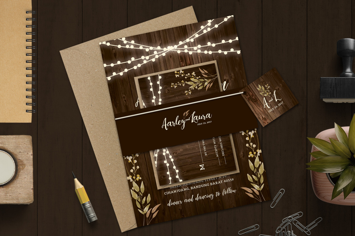 Rustic Wedding Invitation Set, a Card Template by Aarley Kaiven (Photo 3 of 5)