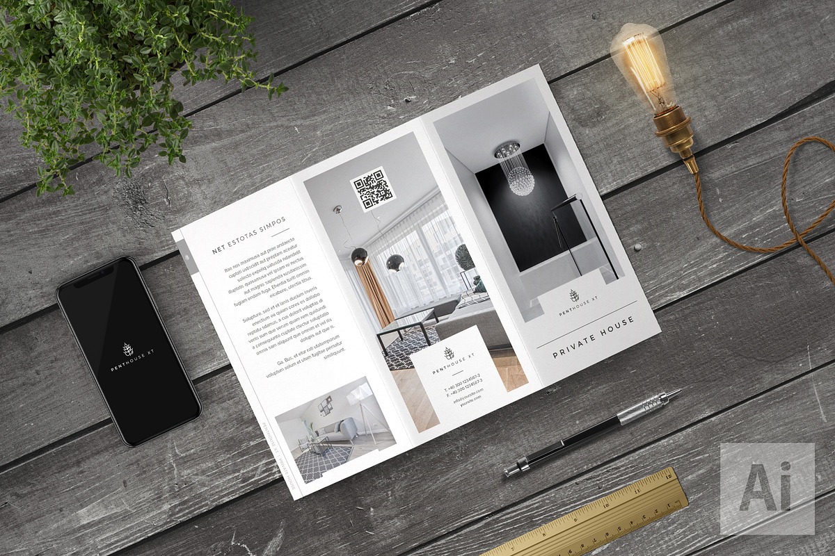 Penthouse XT Trifold Ai Template, a Brochure Template by fisihsani (Photo 1 of 9)