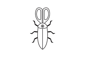 Scissors With Insect Shape Logo