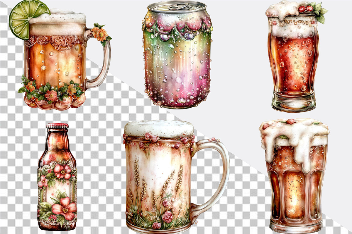 Whimsical Summer Beer Clipart Bundle, an Illustration by SVGArt (Photo 2 of 8)