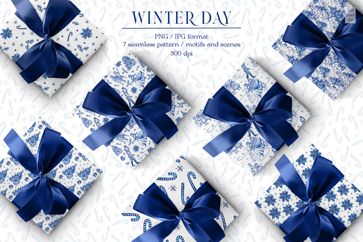 Winter day seamless patterns clipart, a Pattern Graphic by AnaGuziiArt (Photo 7 of 11)