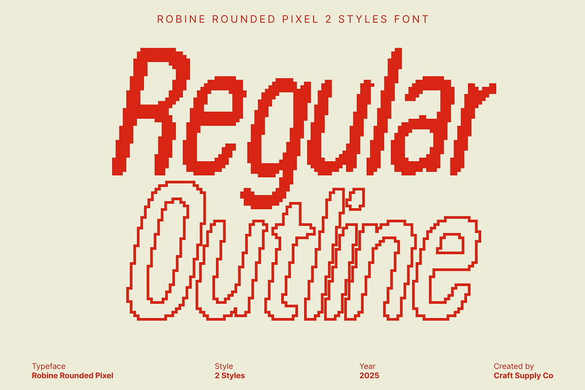 Robine Rounded Pixel, a Sans Serif Font by Craft Supply Co. (Photo 4 of 8)