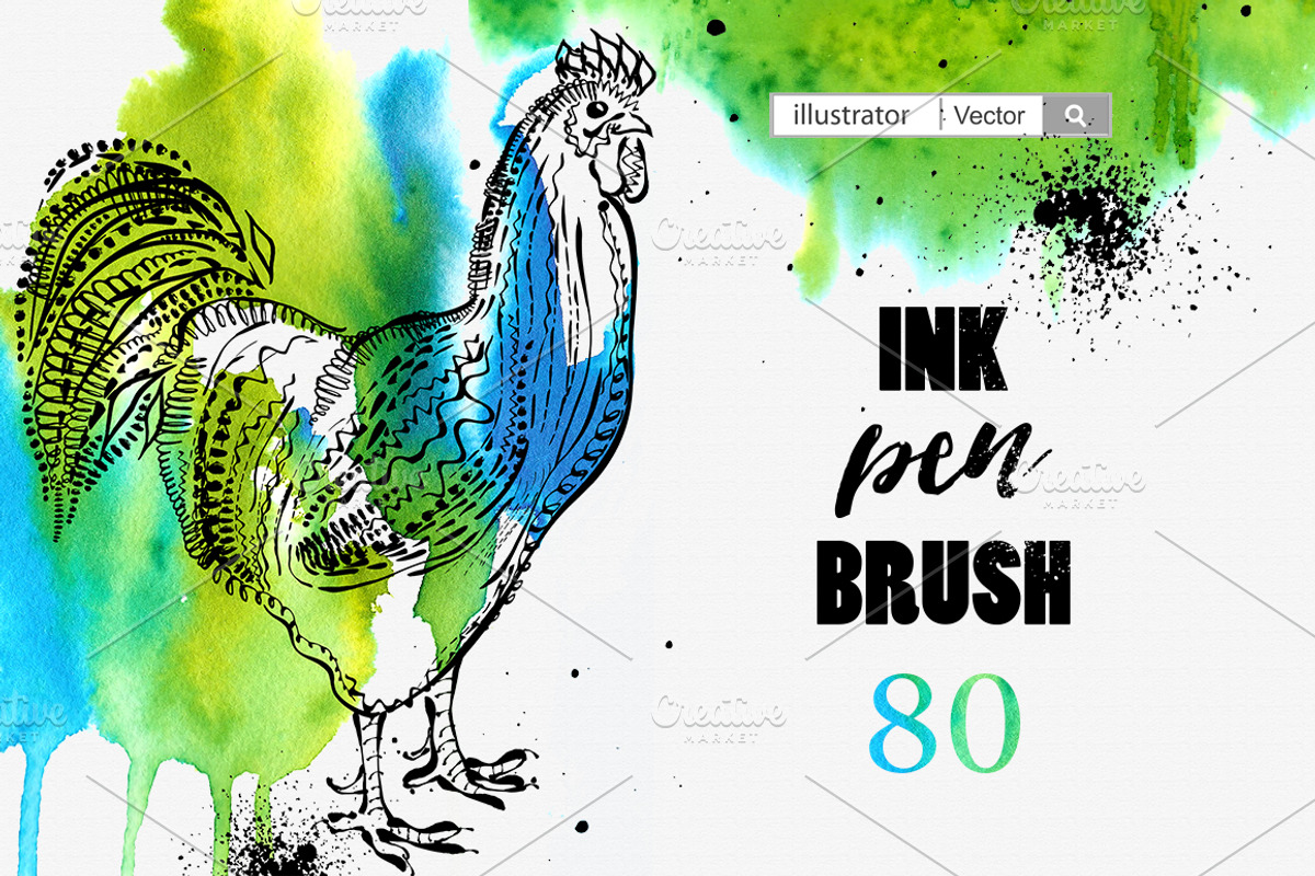 Ink pen Brush for illustrator, a Brush Add-On by DigitalDream (Photo 1 of 3)