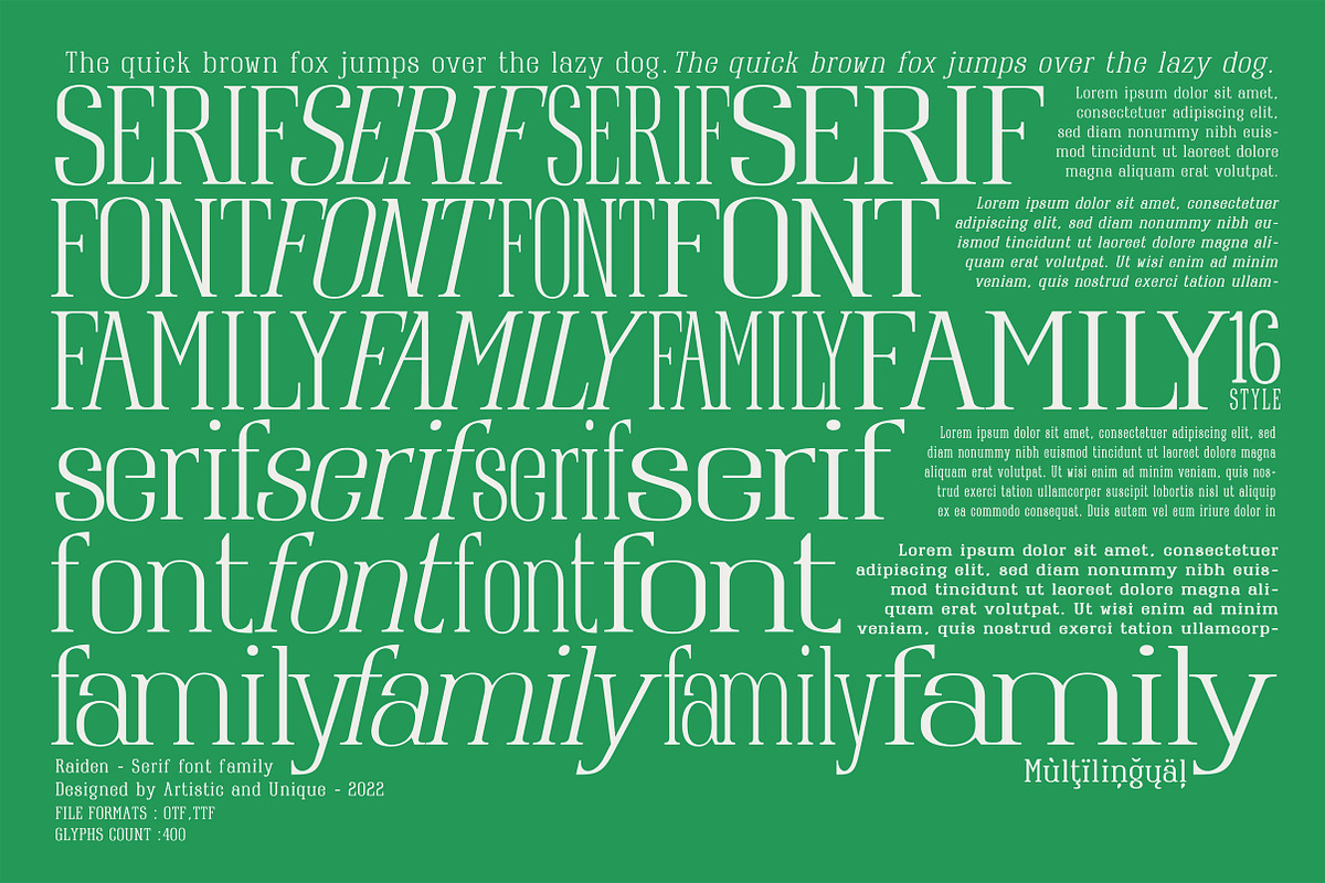 Raiden - Serif font family, a Serif Font by Artistic & Unique (Photo 6 of 13)