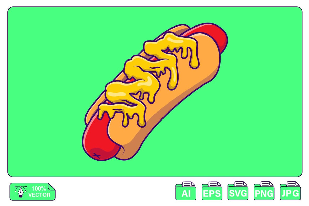 Melted Cheese Hotdog Cartoon, a Food Illustration by Artstorystudio (Photo 1 of 3)