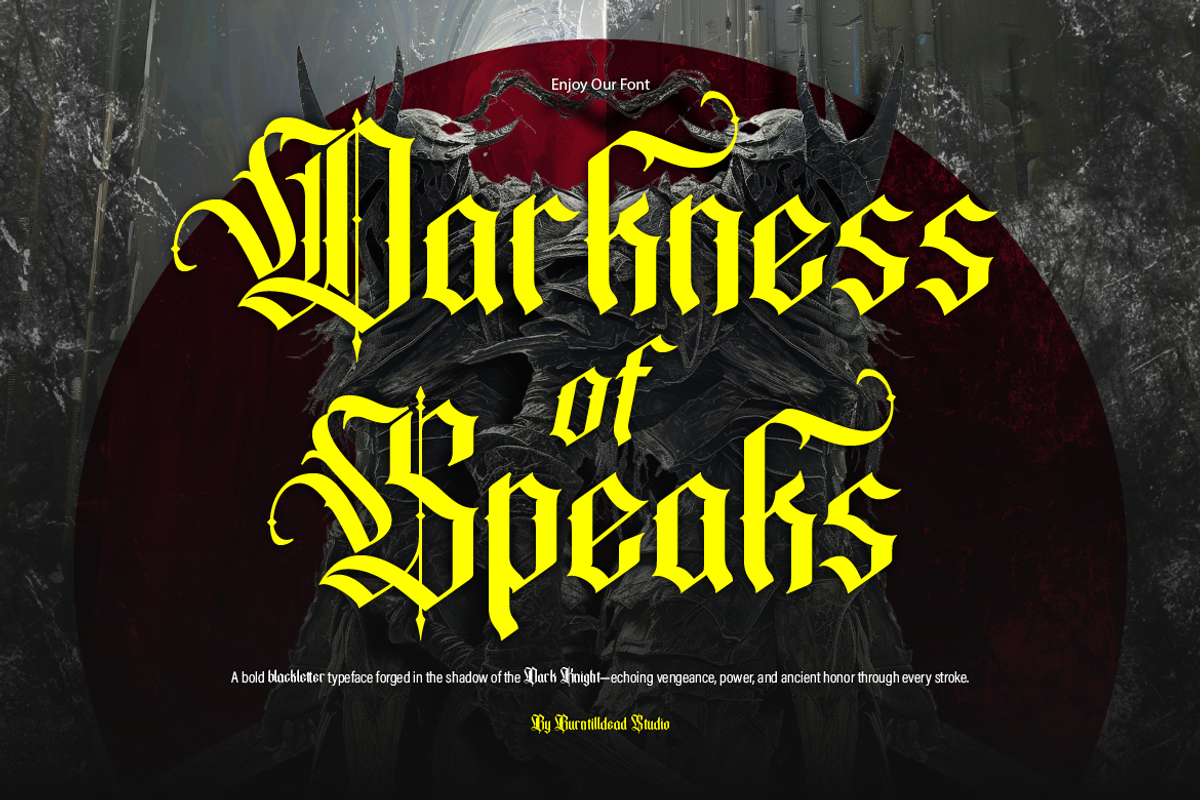 Bathory, a Blackletter Font by Burntilldead (Photo 12 of 12)