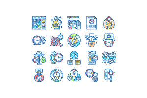 time management clock work icons, an Object Illustration by pikepicture