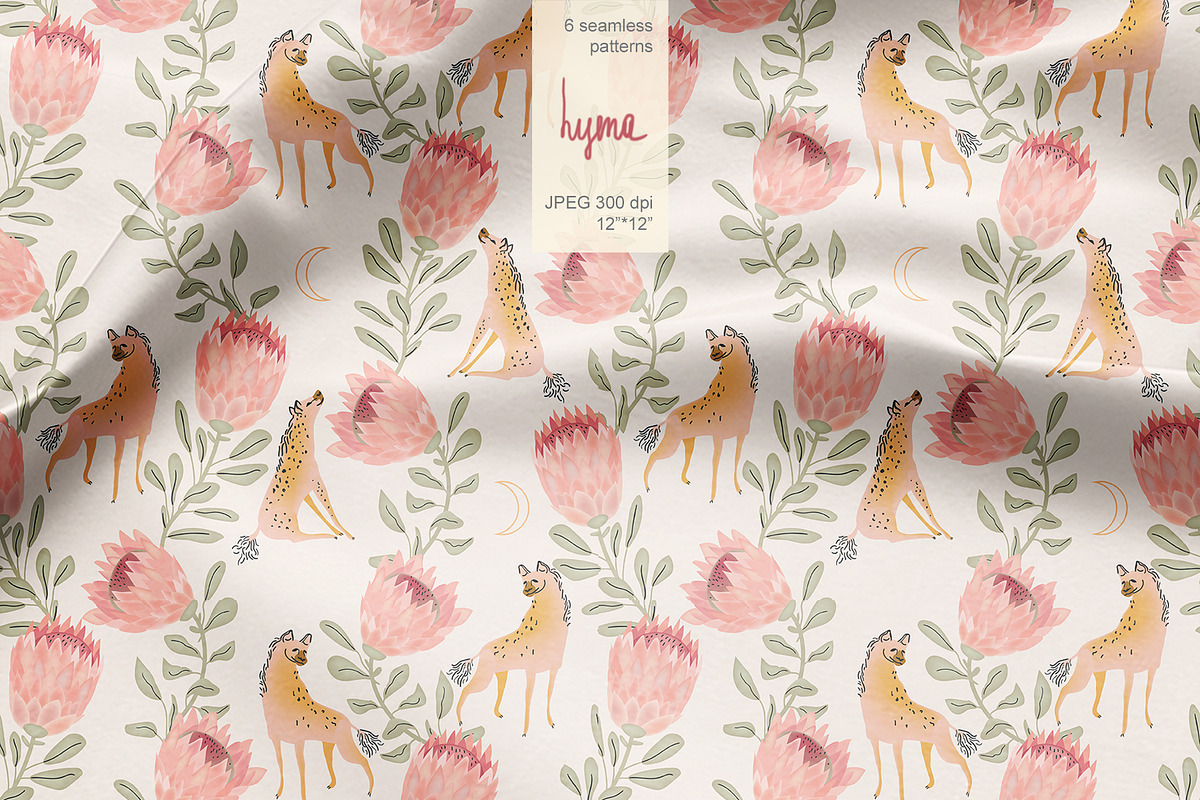 Hyena and protea seamless vector set, a Pattern Graphic by PatternsBlooming (Photo 3 of 6)