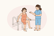 Guided Senior Rehab Illustration, an Object Graphic by Jump Studio (Thumbnail 3 of 12)